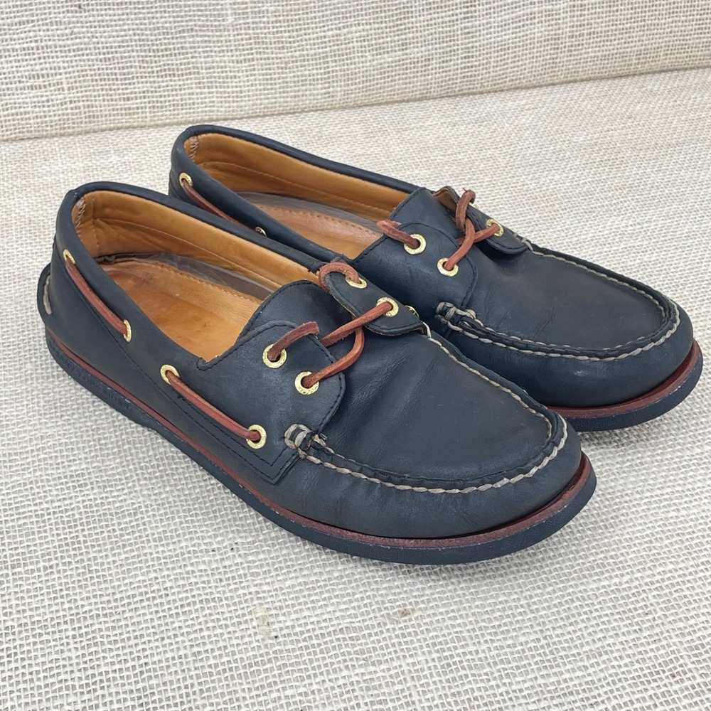 Sperry Top-Sider Mens Navy Blue Leather Boat Shoes 10M 10847137 Authentic